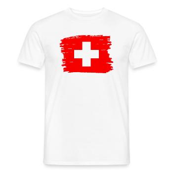 Drapeau de la Suisse Vintage Croix en détresse Look Suisse - T-shirt homme - blanc - Devant - AI Model Male 178 dark (178cm)