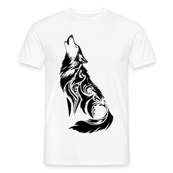 Nordic Wolf Tribal Tattoo - Men's T-Shirt - white - Front - AI Model Male 178 dark (178cm)