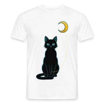 Nuit du chat noir avec ballon lunaire - T-shirt homme - blanc - Devant - AI Model Male 178 dark (178cm)