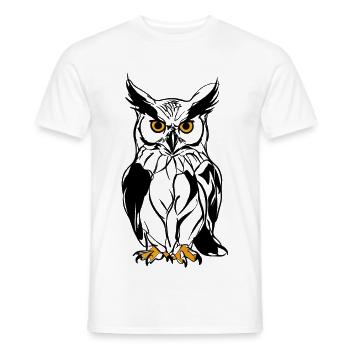 Nacht-Eule Silhouette mit Goldaugen - Männer T-Shirt - Weiß - Vorne - AI Model Male 178 dark (178cm)