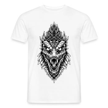 Imperialer Drache Weiß-Schwarzes Mythologisches Totem - Männer T-Shirt - Weiß - Vorne - AI Model Male 178 dark (178cm)