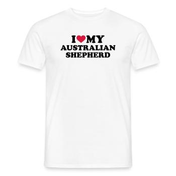 I love my Australian shepherd - Men's T-Shirt - white - Front - AI Model Male 178 dark (178cm)