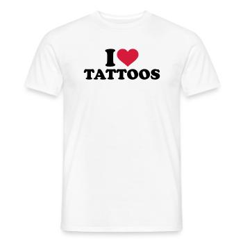 I love Tattoos - T-shirt homme - blanc - Devant - AI Model Male 178 dark (178cm)