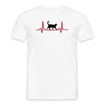Cat & Heartbeat, Heart - T-shirt homme - blanc - Devant - AI Model Male 178 dark (178cm)