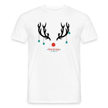 snow reindeer, santa claus, gift - Men's T-Shirt - white - Front - AI Model Male 178 dark (178cm)