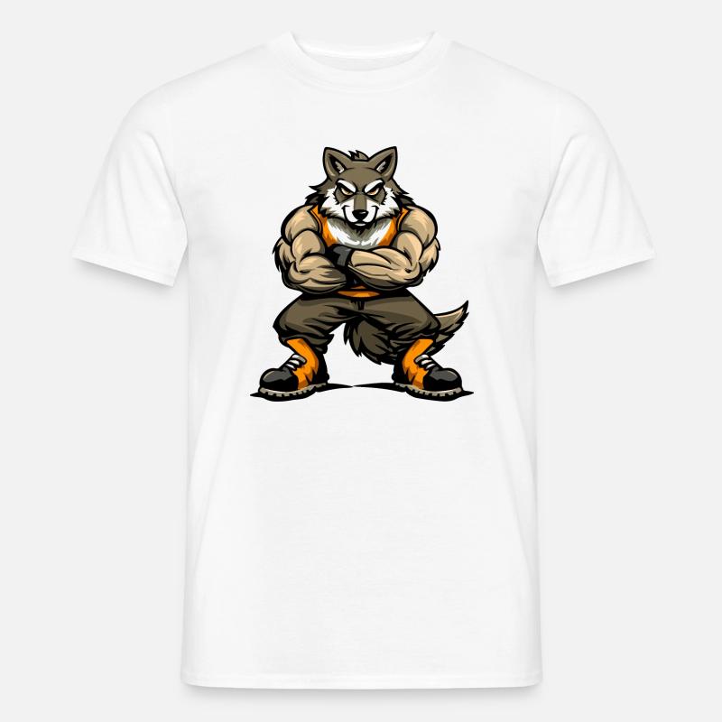 Wolf Comic - Männer T-Shirt - Weiß