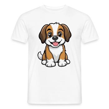 Saint Bernard Hund Comic Niedlich - Männer T-Shirt - Weiß - Vorne - AI Model Male 178 dark (178cm)