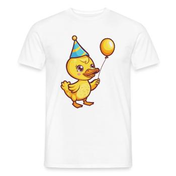 Canard Anniversaire Bande Dessinée Mignon - T-shirt homme - blanc - Devant - AI Model Male 178 dark (178cm)