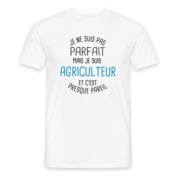 Pas parfait mais agriculteur - T-shirt homme - blanc - Devant - AI Model Male 178 dark (178cm)