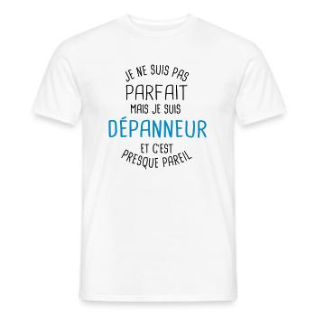 Pas parfait mais dépanneur - T-shirt homme - blanc - Devant - AI Model Male 178 dark (178cm)