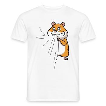 Hamster eats fabric - Men's T-Shirt - white - Front - AI Model Male 178 dark (178cm)