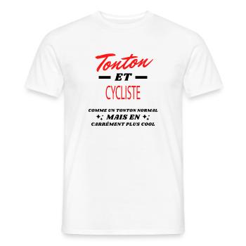 Tonton et CYCLISTE - T-shirt homme - blanc - Devant - AI Model Male 178 dark (178cm)