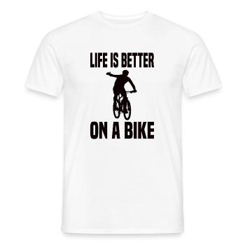 Life is better on a bike bike saying - Men's T-Shirt - white - Front - AI Model Male 178 dark (178cm)