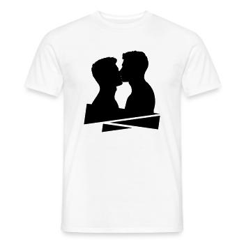 Kiss Man Gay Kiss Sexy Pride Gaveide - Mænd T-shirt - hvid - Foran - AI Model Male 178 dark (178cm)