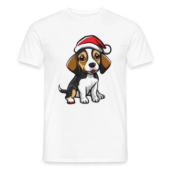 Beagle Hund Weihnachten - Männer T-Shirt - Weiß - Vorne - AI Model Male 178 dark (178cm)