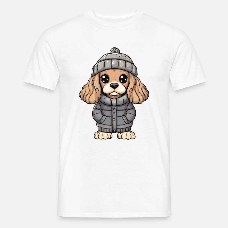 Cocker Spaniel Chien Hiver - T-shirt homme - blanc