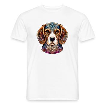 Ornate Beagle Mandala Portrait - Men's T-Shirt - white - Front - AI Model Male 178 dark (178cm)