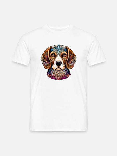 Verziertes Beagle-Mandala-Porträt - Männer T-Shirt - Weiß