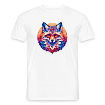 Vibrant Fox Mandala : oeuvre florale lunatique - T-shirt homme - blanc - Devant - AI Model Male 178 dark (178cm)
