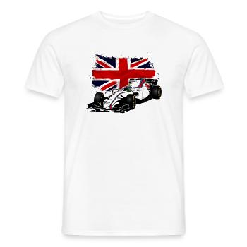 Racecar - Rennauto - Union Jack - UK Flag - Männer T-Shirt - Weiß - Vorne - AI Model Male 178 dark (178cm)