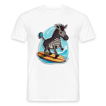 Surfing Zebra - Men's T-Shirt - white - Front - AI Model Male 178 dark (178cm)