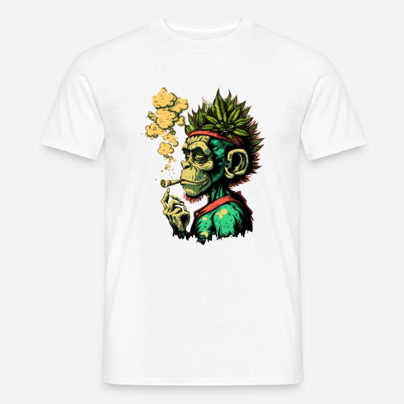 Unkraut-Kopf-Affe - Männer T-Shirt - Weiß