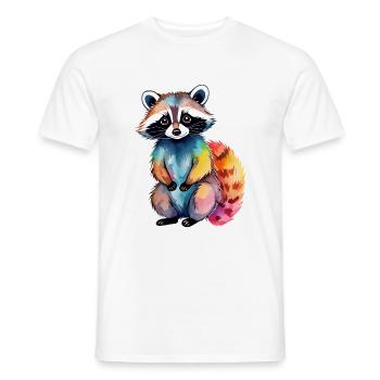 Illustration aquarelle de raton laveur - T-shirt homme - blanc - Devant - AI Model Male 178 dark (178cm)