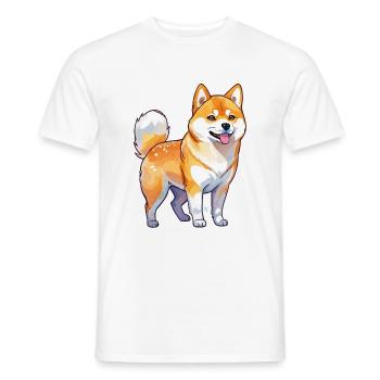 Aquarelles Shiba Inu - T-shirt homme - blanc - Devant - AI Model Male 178 dark (178cm)