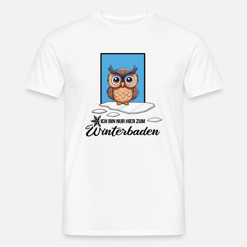 Eisbaden Winterschwimmen Eule Winterbad - Männer T-Shirt - Weiß
