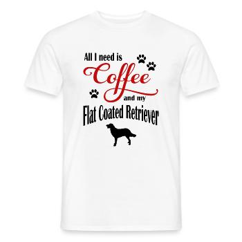 Café Retriever à enrobage plat - T-shirt homme - blanc - Devant - AI Model Male 178 dark (178cm)