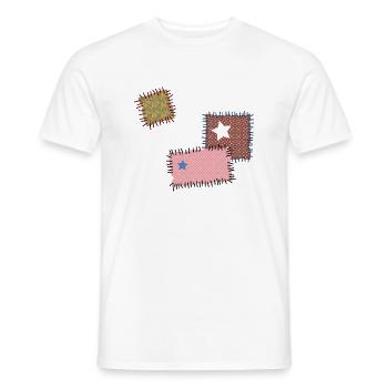 Flicken Reparatur Patchwork Stern Nähen Naht Nadel - Männer T-Shirt - Weiß - Vorne - AI Model Male 178 dark (178cm)