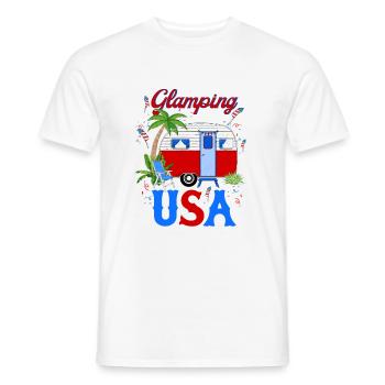 Glamping in The USA July 4th - Men's T-Shirt - white - Front - AI Model Male 178 dark (178cm)