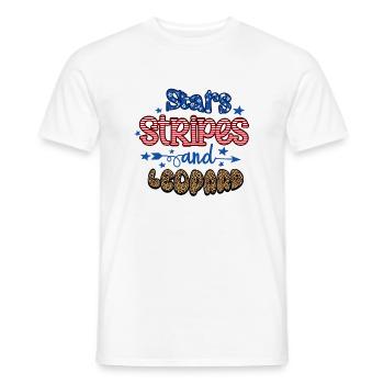 Rayures étoilées et léopard - T-shirt homme - blanc - Devant - AI Model Male 178 dark (178cm)