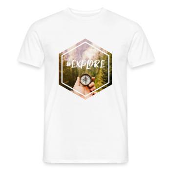 #explorer - Männer T-Shirt - Weiß - Vorne - AI Model Male 178 dark (178cm)