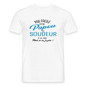 Papou et soudeur - T-shirt homme - blanc - Devant - AI Model Male 178 dark (178cm)