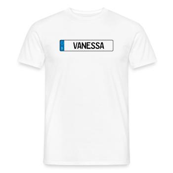 Vanessa Namensschild Geschenk - Männer T-Shirt - Weiß - Vorne - AI Model Male 178 dark (178cm)