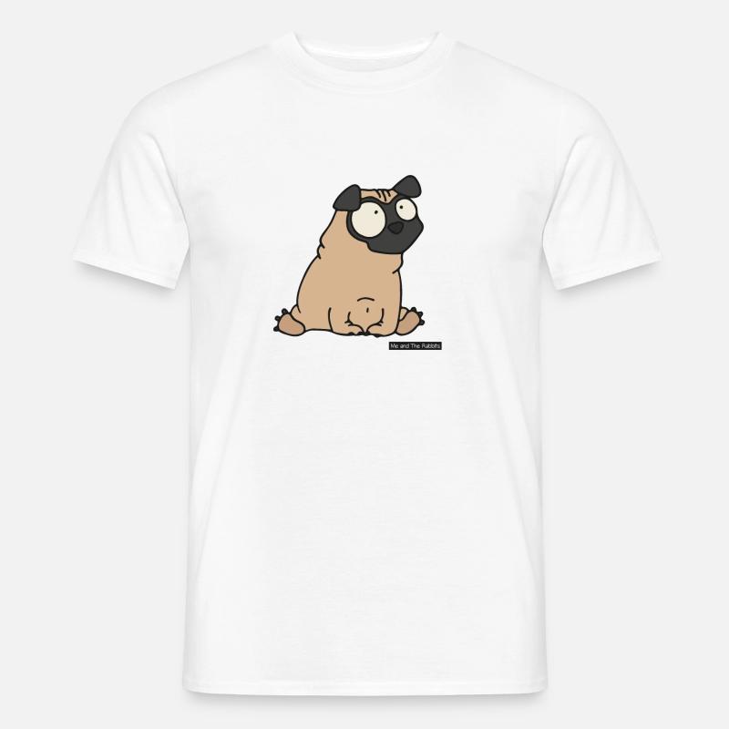 Mops / Pug - Männer T-Shirt - Weiß