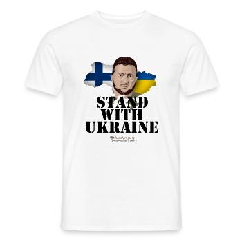 Ukraine Finland Supporters T-Shirt - Men's T-Shirt - white - Front - AI Model Male 178 dark (178cm)