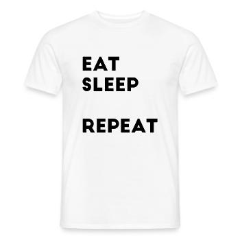 Remplissez Eat Sleep Repeat en disant le modèle de texte - T-shirt homme - blanc - Devant - AI Model Male 178 dark (178cm)