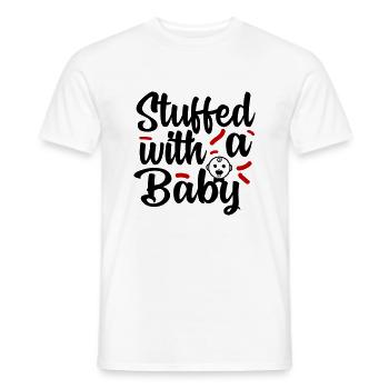 Stuffed with Baby Ausgestopft Schwanger Pregnant - Men's T-Shirt - white - Front - AI Model Male 178 dark (178cm)