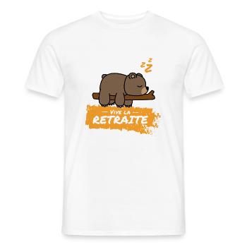 Vive la retraite ! Cadeau humour pour retraité - T-shirt homme - blanc - Devant - AI Model Male 178 dark (178cm)