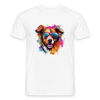 Cooler Hund mit Brille in bunten Farben. Hunde - Männer T-Shirt - Weiß - Vorne - AI Model Male 178 dark (178cm)