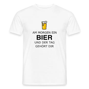 Am Morgen ein Bier und der Tag gehört dir - Männer T-Shirt - Weiß - Vorne - AI Model Male 178 dark (178cm)