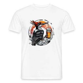 Schluckspecht - Woodpecker in the forest drinks beer - Men's T-Shirt - white - Front - AI Model Male 178 dark (178cm)