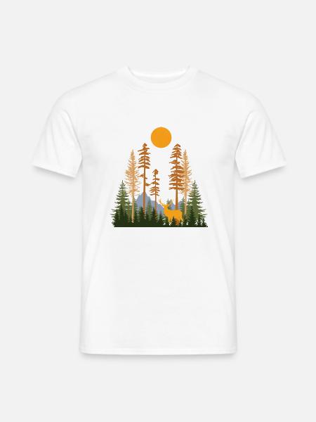 Versteckter Wald und Hirsche - Männer T-Shirt - Weiß