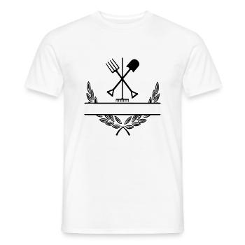 Outils de jardin jardinier couronne de laurier - T-shirt homme - blanc - Devant - AI Model Male 178 dark (178cm)