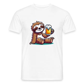 faultier bier comic - Männer T-Shirt - Weiß - Vorne - AI Model Male 178 dark (178cm)