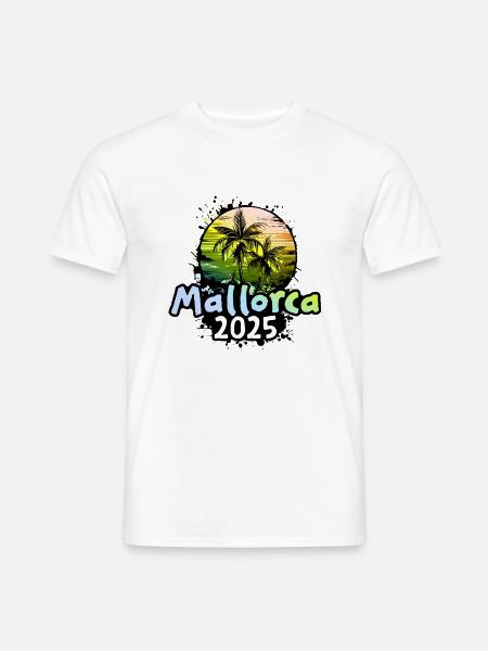 Mallorca 2025 Urlaub Palmen - Männer T-Shirt - Weiß