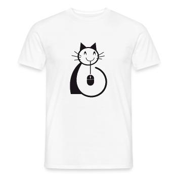 Chat souris ordinateur - T-shirt homme - blanc - Devant - AI Model Male 178 dark (178cm)