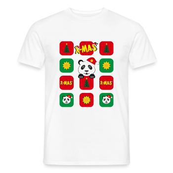 Panda mit Weihnachts-Apps, lustiger Hingucker. - Männer T-Shirt - Weiß - Vorne - AI Model Male 178 dark (178cm)